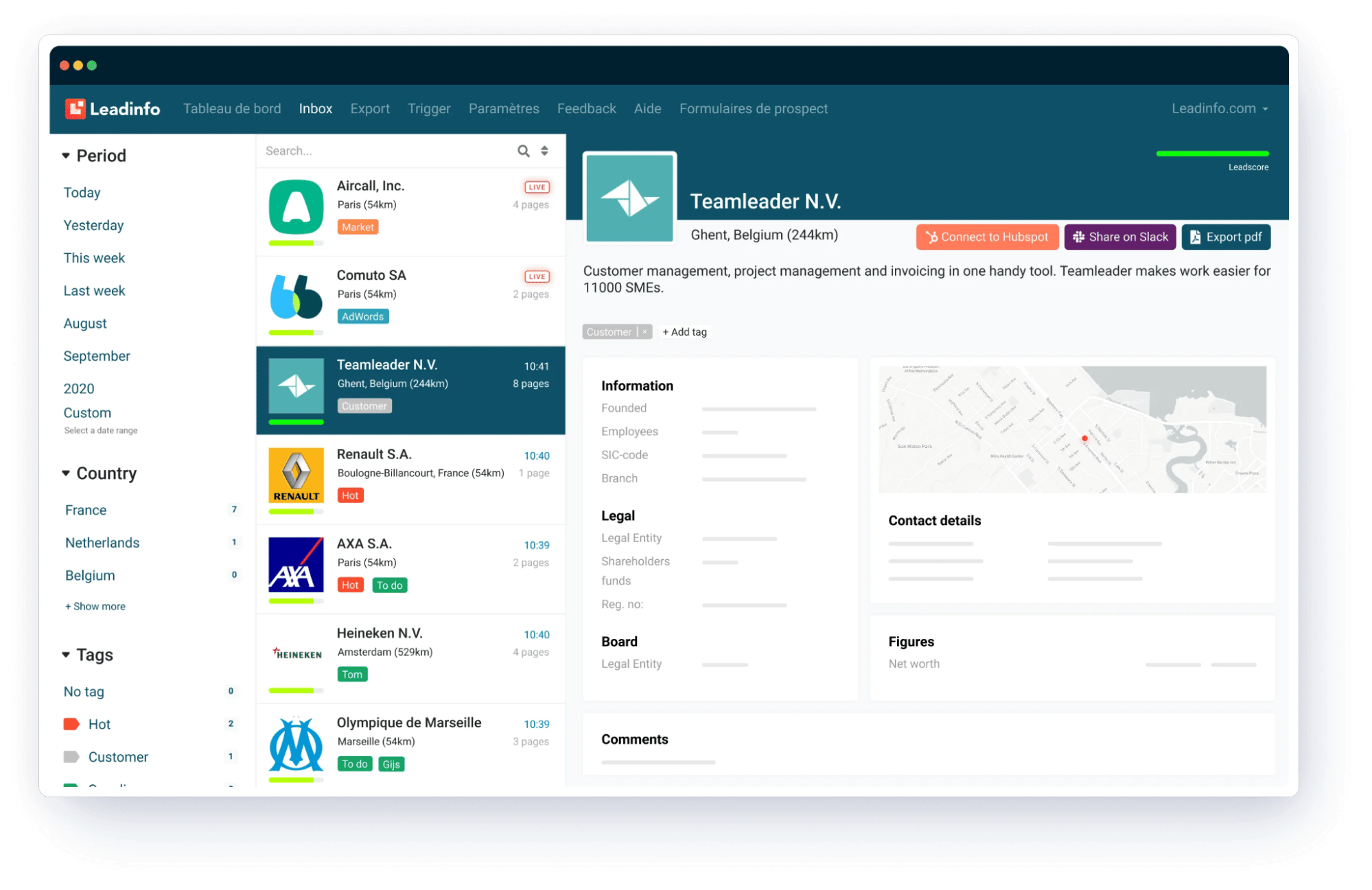 Prospecting tools Leadinfo visitor identification