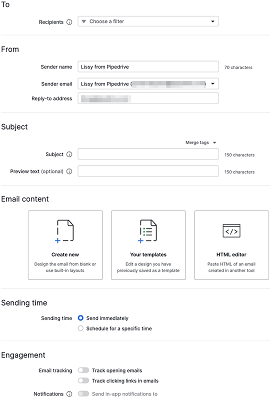 Real estate guides Pipedrive Campaigns feature
