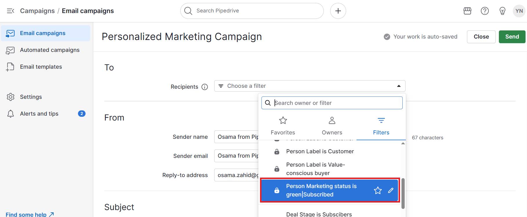 What is RFM Pipedrive personalized marketing campaign