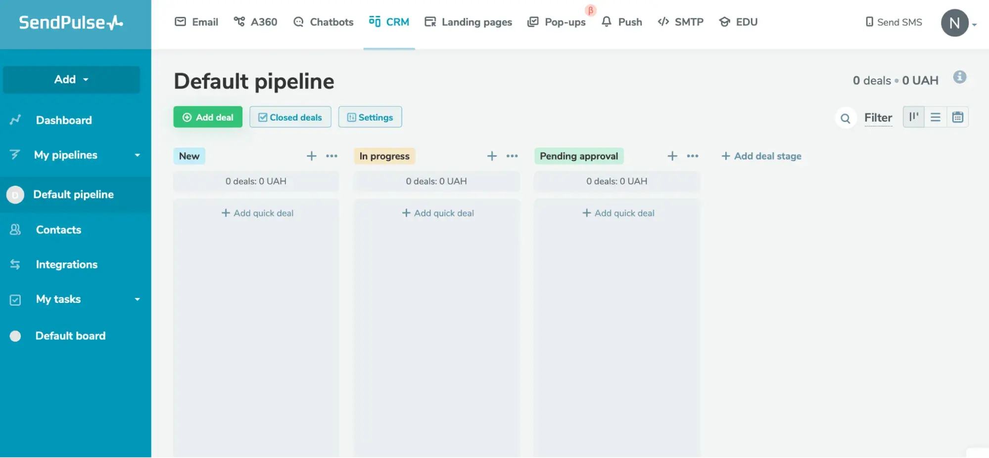 a detailed screenshot of sendpulse’s ai email marketing analytics dashboard