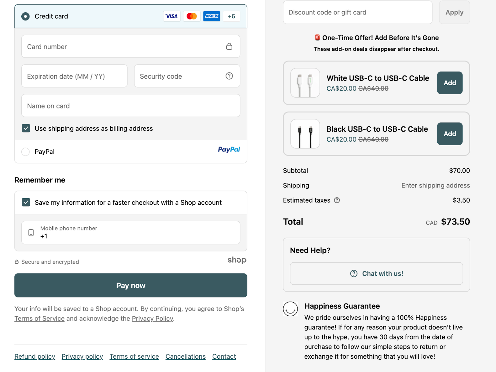 Pela review order page.