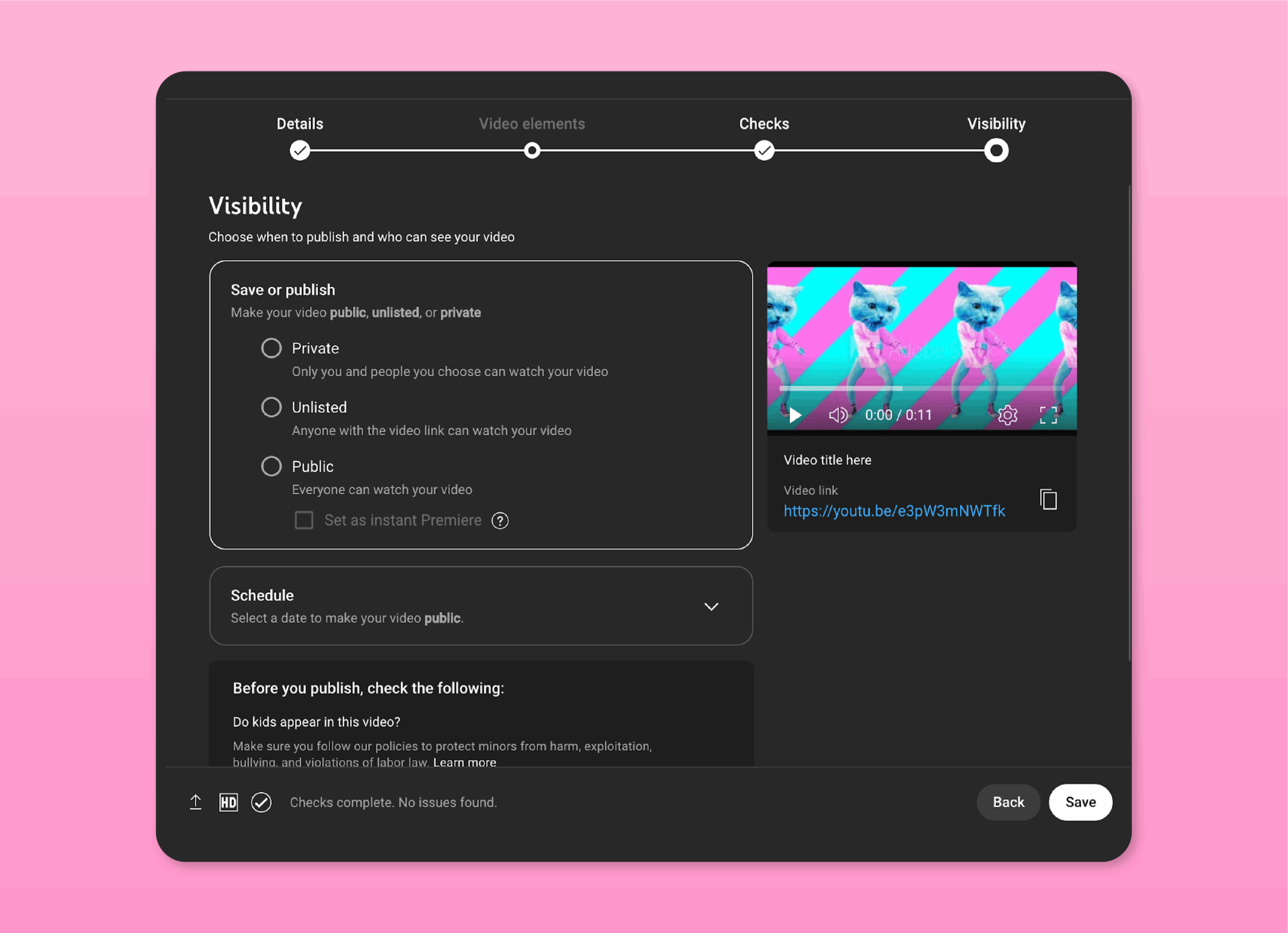 Select visibility options on your YouTube video before uploading